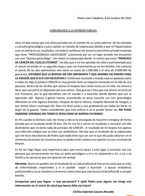 Denuncian a ginecóloga por mal diagnóstico - Radio Imperio