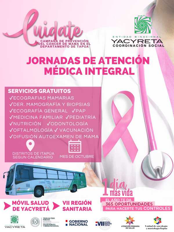 Octubre Rosa: Jornada de Atención Médica Integral este jueves en Arroyo Pora