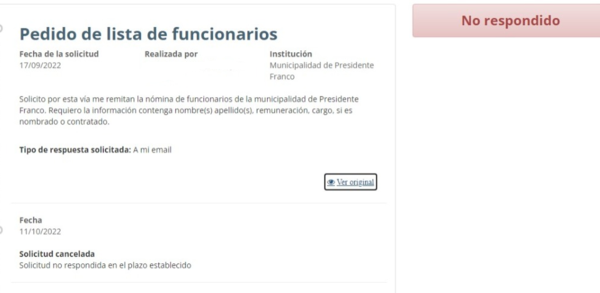 Municipalidad de Presidente Franco esconde nómina de funcionarios
