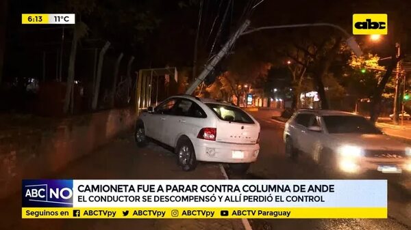 Camioneta fue a parar contra columna de ANDE - ABC Noticias - ABC Color