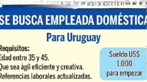 Ofrecen G. 7 palos para ir a Uruguay a laburar como doméstica