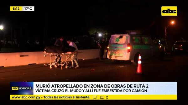 Murió atropellado en zona de obras de Ruta 2 - ABC Noticias - ABC Color