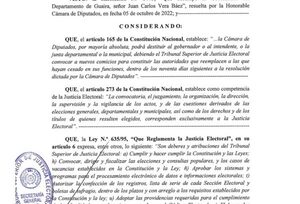 TSJE convoca a elección de nuevo gobernador del Guairá