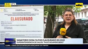 Sanatorio Sosa ya fue clausurado en 2020 - ABC Noticias - ABC Color