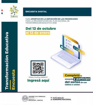 MEC habilitó encuesta digital para impulsar participación ciudadana en el Plan Nacional de Transformación Educativa 2040
