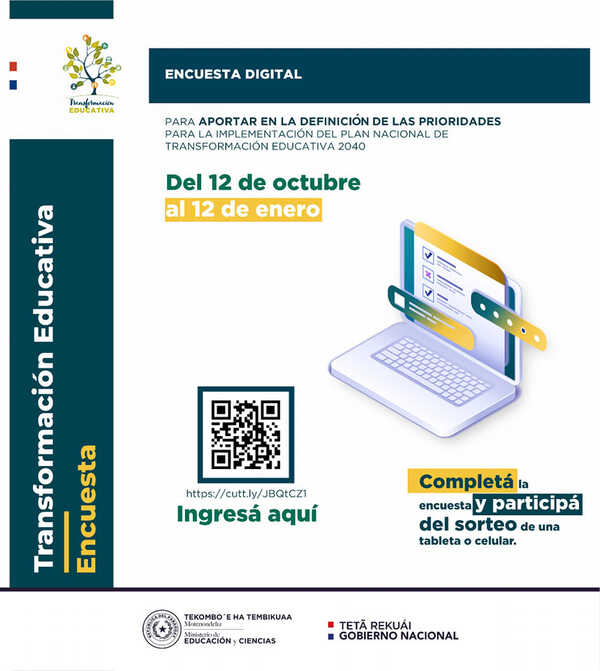 MEC habilitó encuesta digital para impulsar participación ciudadana en el Plan Nacional de Transformación Educativa 2040