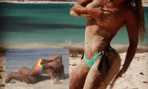 (VIDEO)Simone Villar casi se queda sin tanga por culpa de las olas e hizo topless en yankilandia