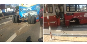 Bus perdió las ruedas traseras en pleno viaje