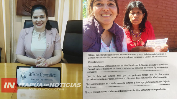 MIRTA GONZÁLEZ PRESENTÓ MINUTA PARA QUE NATALIO PUEDA TENER SISTEMA DE DOCUMENTACIONES