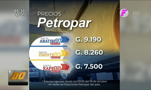 Petropar bajó precio de tres tipos de naftas | Telefuturo