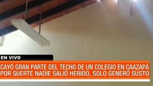 Caazapá: Cayó parte del techo de una escuela