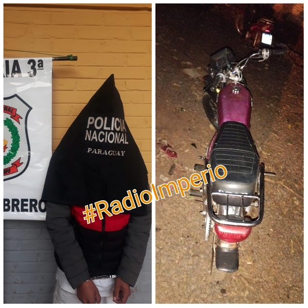 Joven de 21 años fue detenido por la policía con motocicleta hurtada. - Radio Imperio