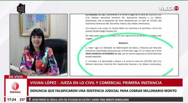 Denuncian que falsificaron una sentencia, se presume que querían cobrar casi 4 millones de dólares - Megacadena — Últimas Noticias de Paraguay