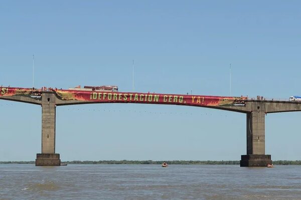 Activistas se cuelgan de un puente en protesta por deforestación en Argentina - Mundo - ABC Color