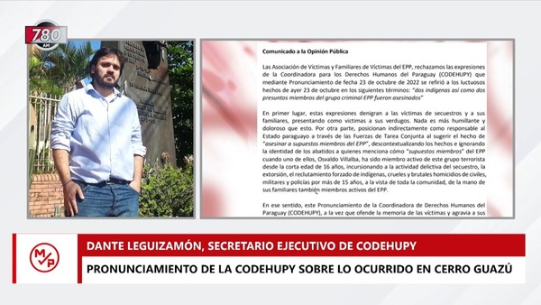 Codehupy aclara que no pretende presentar como víctimas a los del EPP, tras críticas a un comunicado - Megacadena — Últimas Noticias de Paraguay
