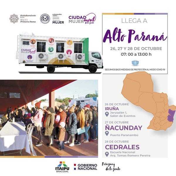 Distritos del Alto Paraná recibirán servicios brindado por Ciudad Mujer Móvil - .::Agencia IP::.