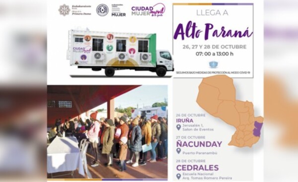Distritos de Alto Paraná recibirán servicios de "Ciudad Mujer Móvil"