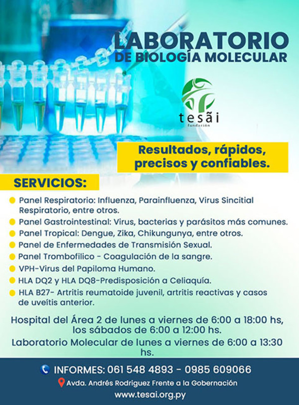 Laboratorio de Biología Molecular de la Fundación Tesãi posee nuevos análisis de diagnóstico | DIARIO PRIMERA PLANA
