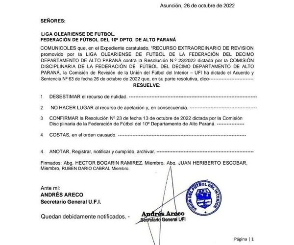 UFI rechaza protesta y confirma a Liga Minguera en la final