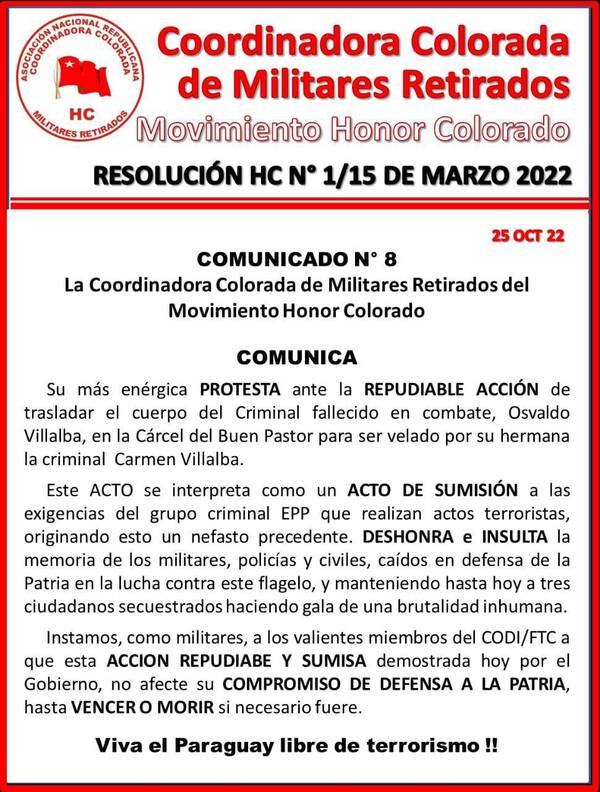 Crónica / Meter el ataúd al “Buenpa” por orden de Villalba es “un acto de sumisión a las exigencias del grupo criminal”