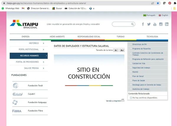 Itaipú sigue sin actualizar su nómina de funcionarios - Economía - ABC Color