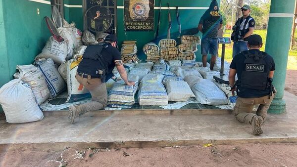 Un detenido y más de una tonelada de droga incautada en Yby Yaú