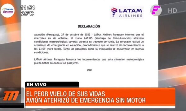 Comunicado de la aerolínea tras el vuelo de terror - Paraguaype.com