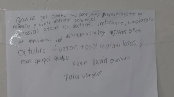 El tierno agradecimiento de un niño al personal del hospital donde estuvo internado - Noticiero Paraguay