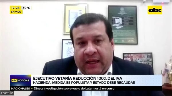 Ejecutivo vetaría reducción 100% del IVA - ABC Noticias - ABC Color