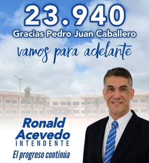 Ronald Acevedo es electo intendente de Pedro Juan Caballero