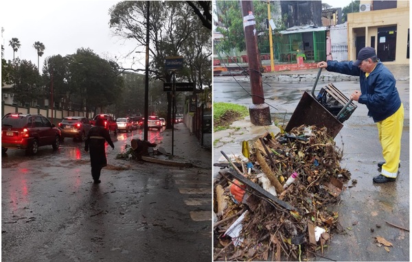 Comuna de Asunción realizar tareas de asistencia tras tormenta