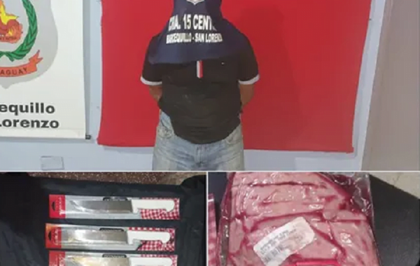 Quería un rico asado: detenido por intentar hurtar carne y cuchillos - Noticiero Paraguay