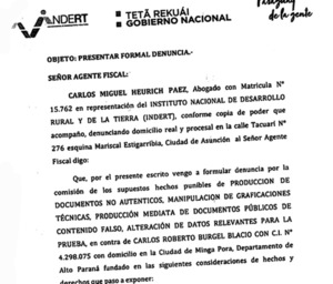 INDERT denuncia a colono brasileño por producción de documentos falsos - La Clave