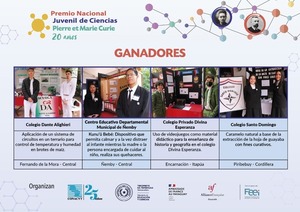 Instituciones educativas que ganaron el premio del concurso de ciencias "Pierre et Marie Curie » San Lorenzo PY