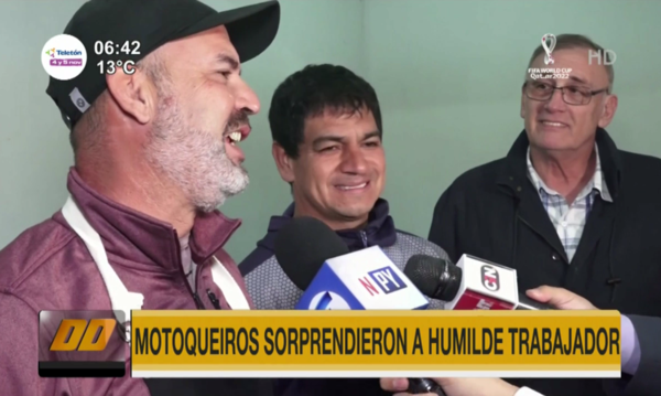Motoqueiros sorprendieron a humilde trabajador | Telefuturo