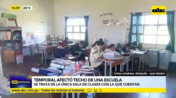 Temporal afectó techo de una escuela - ABC Noticias - ABC Color