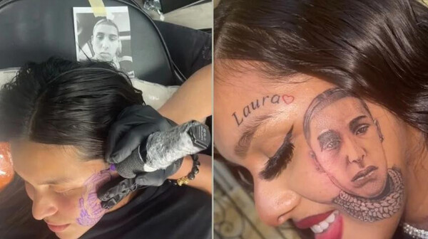 Famosa tiktoker se tatuó la la imágen de su novio en la mejilla tras decubrir que le fue infiel