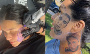 Luego de perdonarle una infidelidad, se tatuó su imagen en la cara - OviedoPress