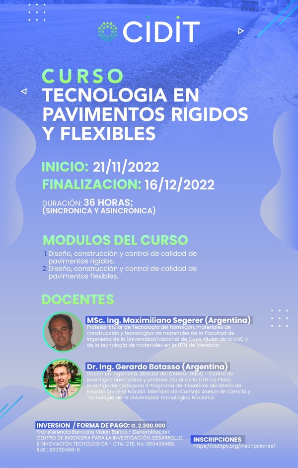 Organizan curso sobre tecnología en pavimentos rígidos y flexibles
