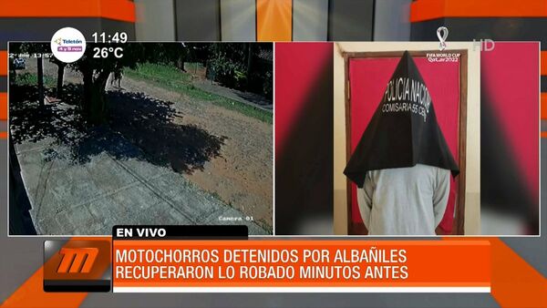 Vecino chocó a motochorros y unos albañiles los atraparon