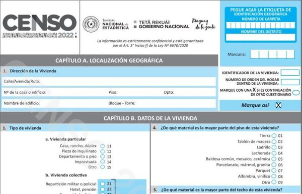 INE PONE A CONOCIMIENTO DE LA CIUDADANÍA EL CUESTIONARIO DEL CENSO NACIONAL DE VIVIENDAS 2022