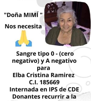 Emblemática ex directora franqueña necesita sangre