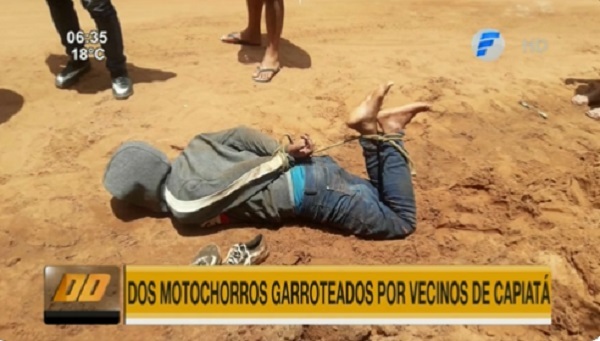 Vecinos de Capiatá reducen y golpean a dos “motoasaltantes”