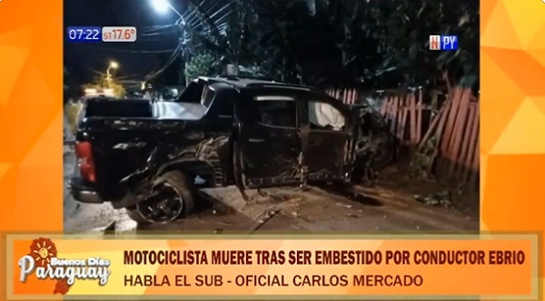 Conductor ebrio choca y mata a motociclista en Villarrica