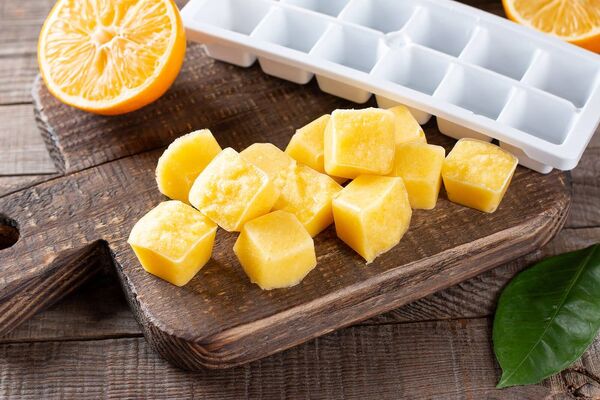 Cubitos de hielo de naranja para una piel radiante