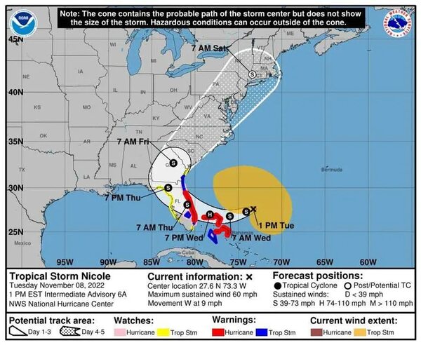 Nicole se convierte en huracán sobre Gran Bahama y pone rumbo a Florida - Mundo - ABC Color
