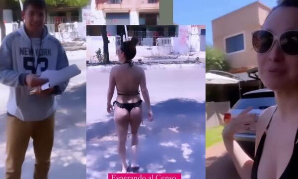 (VIDEO). La actriz Lali Gonzalez recibió en traje de baño al censista