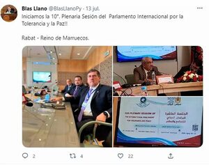 Senador Llano, el viajero “por la tolerancia y la paz” - Política - ABC Color