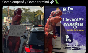 Se vistió de dinosaurio para recolectar dinero y empresa le regaló las entradas para el concierto de Bad Bunny - OviedoPress