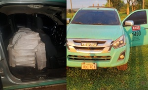 Camioneta de la Ande fue hallada con 230 kilos de marihuana en Cerro Corá